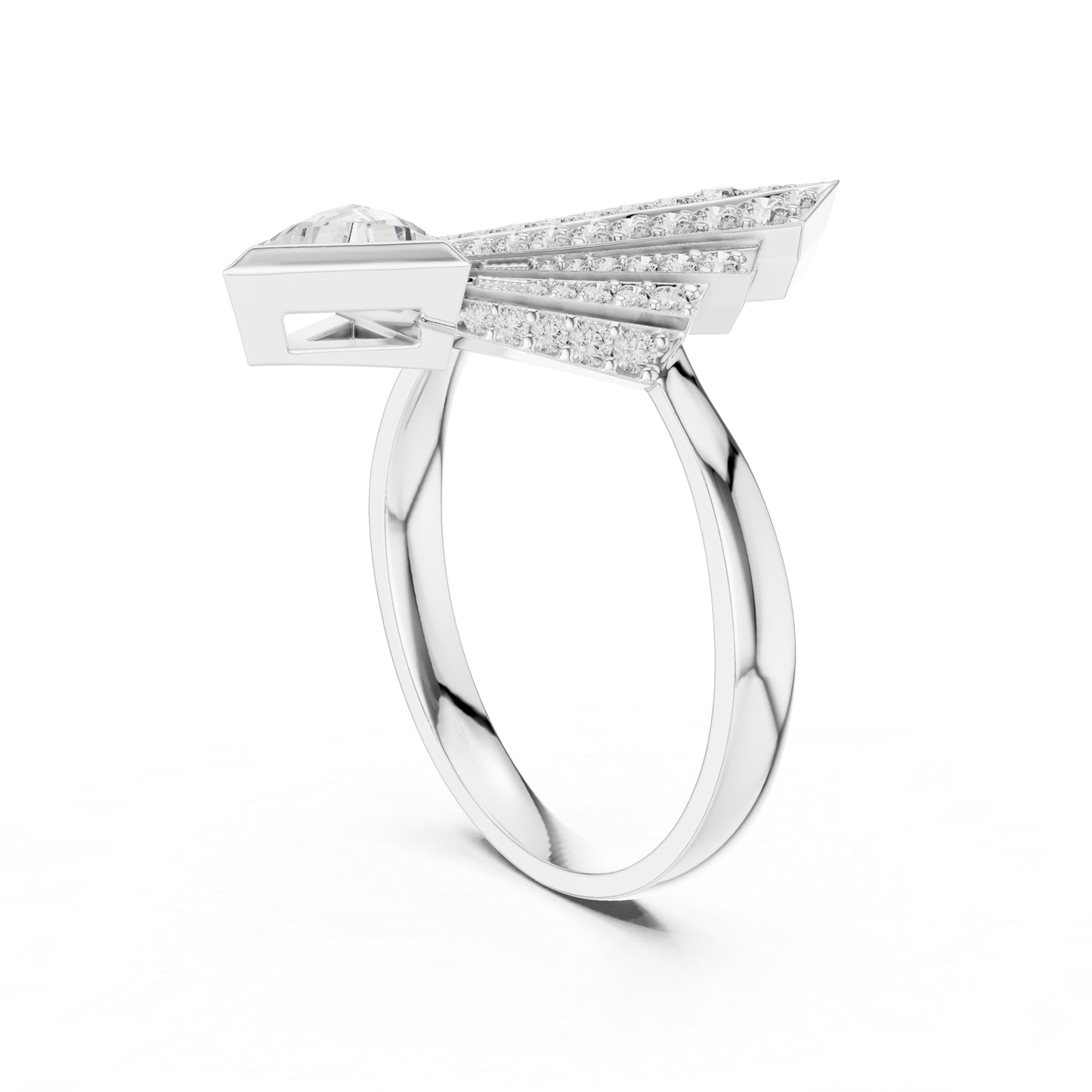 18K Yellow Gold Triangle & Round Lab-Grown Diamond Ring for Women | Office Wear | Pure Carat