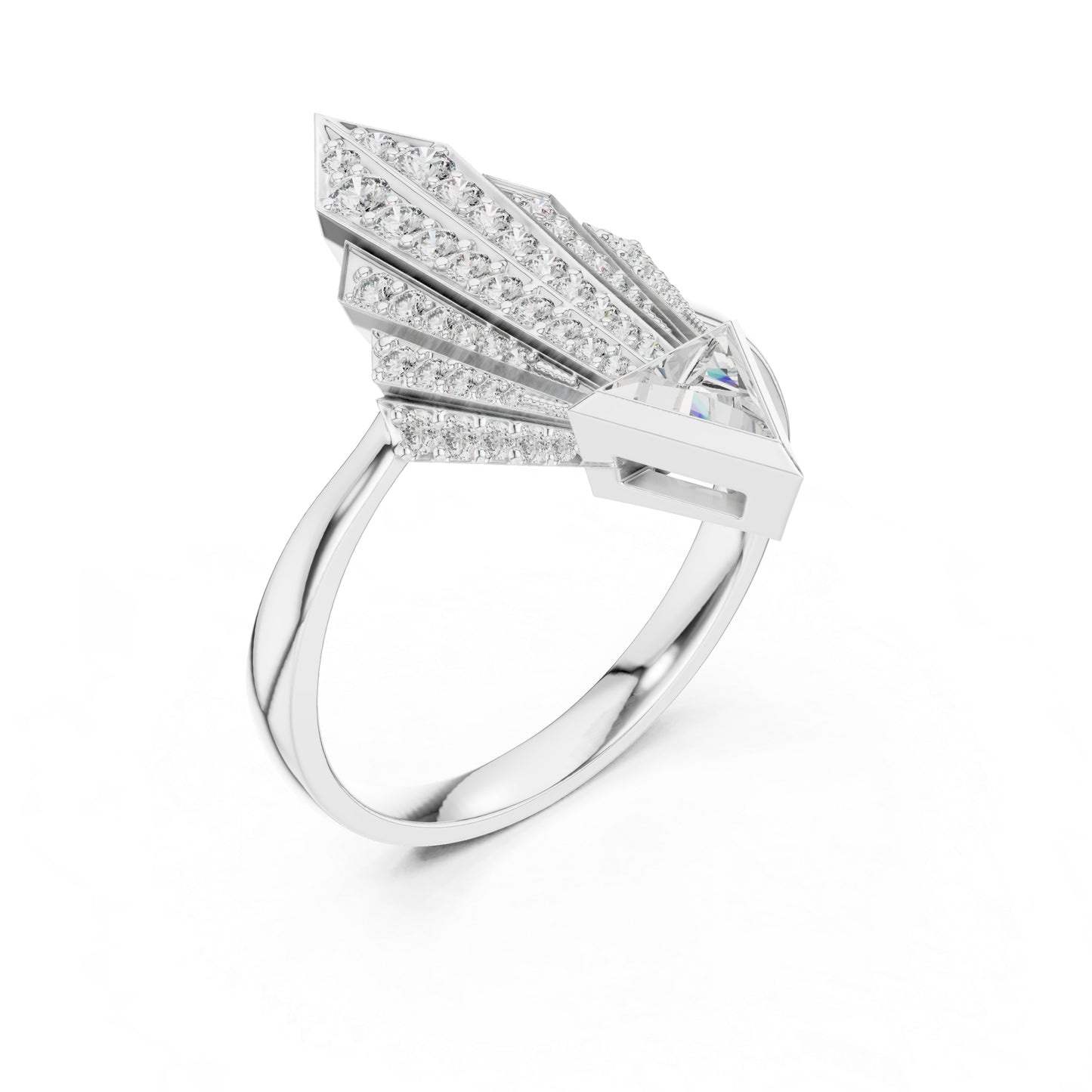 18K Yellow Gold Triangle & Round Lab-Grown Diamond Ring for Women | Office Wear | Pure Carat