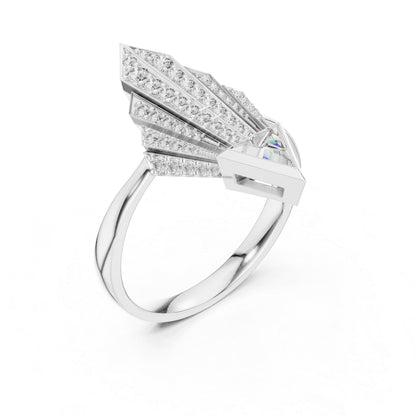 18K Yellow Gold Triangle & Round Lab-Grown Diamond Ring for Women | Office Wear | Pure Carat