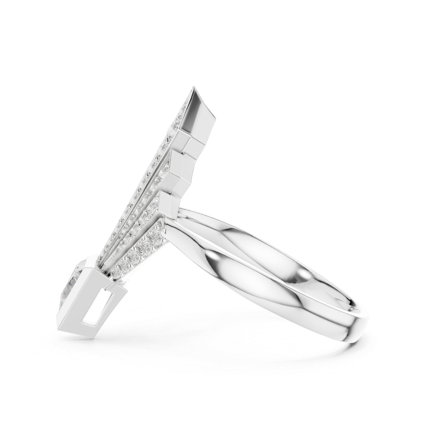 18K Yellow Gold Triangle & Round Lab-Grown Diamond Ring for Women | Office Wear | Pure Carat