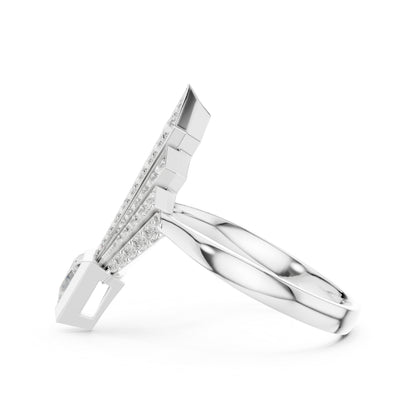 18K Yellow Gold Triangle & Round Lab-Grown Diamond Ring for Women | Office Wear | Pure Carat