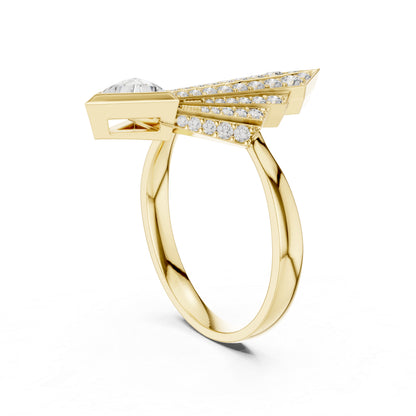 18K Yellow Gold Triangle & Round Lab-Grown Diamond Ring for Women | Office Wear | Pure Carat