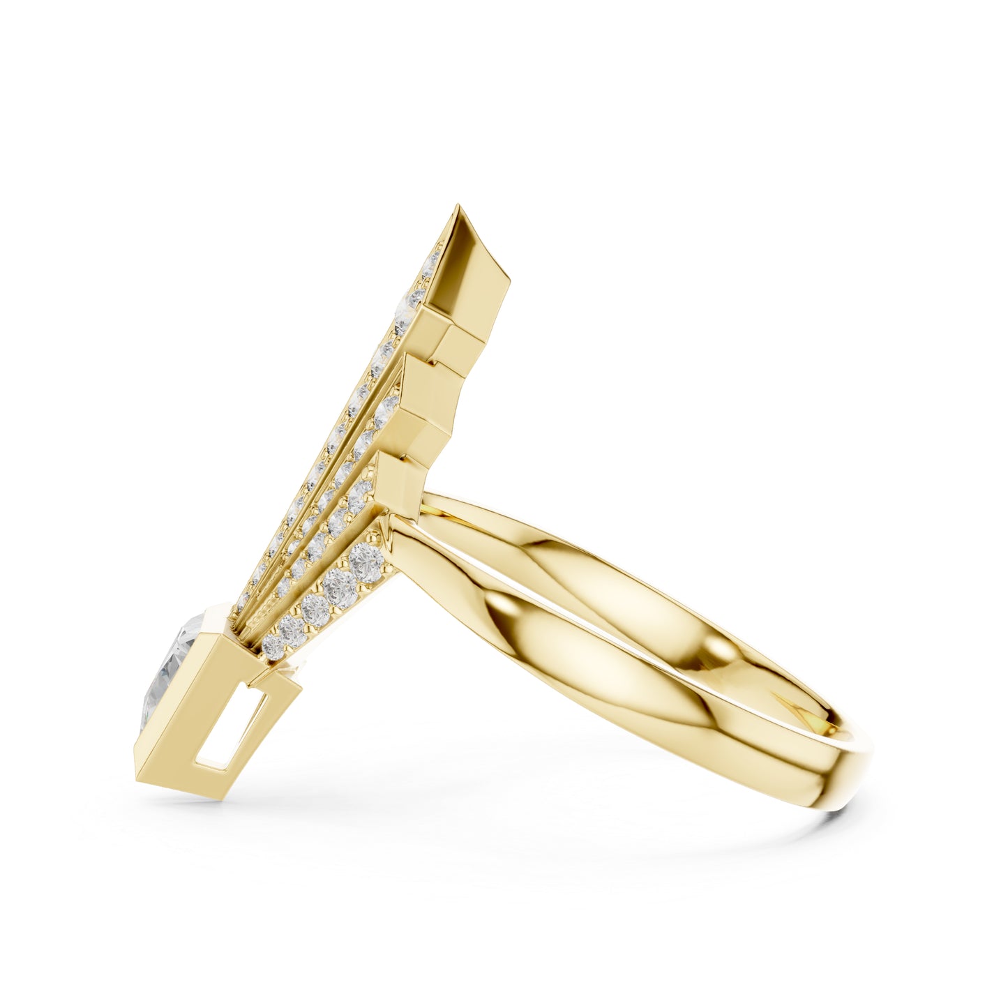 18K Yellow Gold Triangle & Round Lab-Grown Diamond Ring for Women | Office Wear | Pure Carat