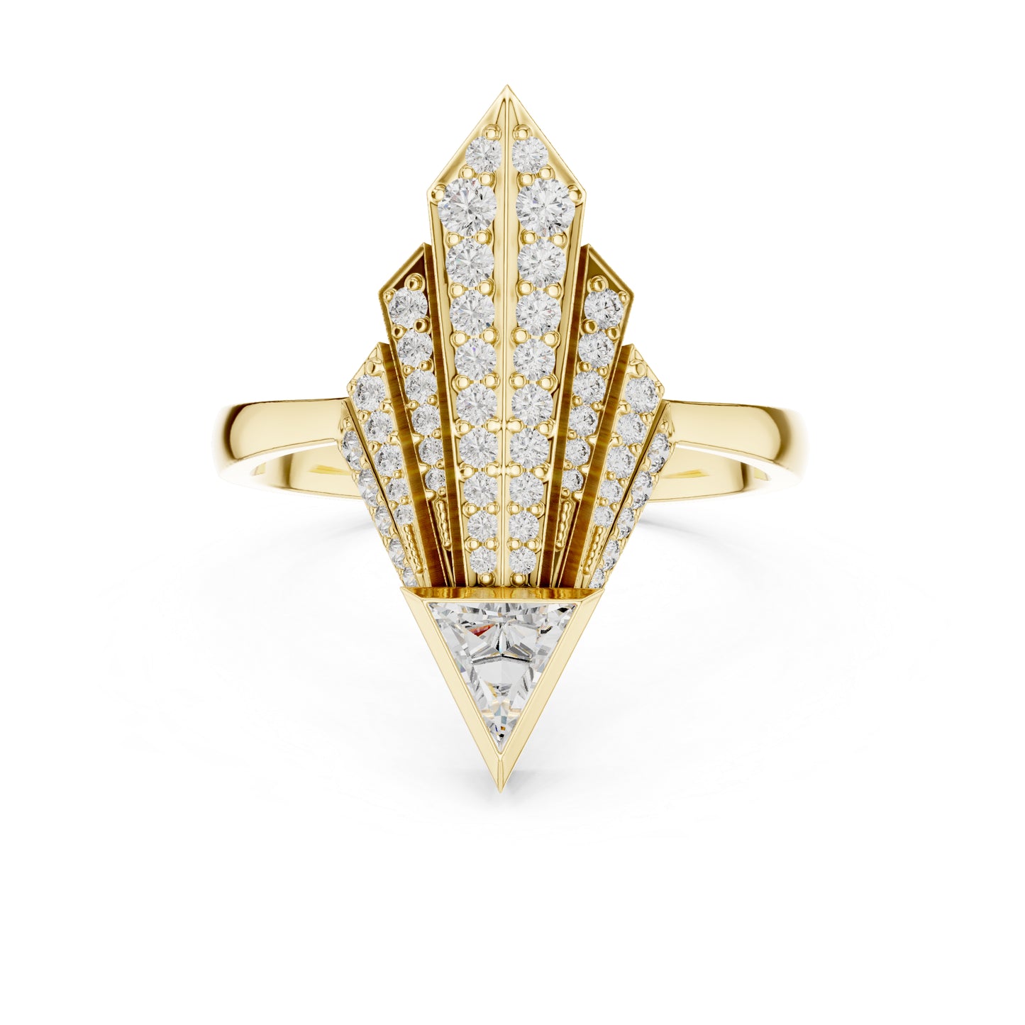 18K Yellow Gold Triangle & Round Lab-Grown Diamond Ring for Women | Office Wear | Pure Carat
