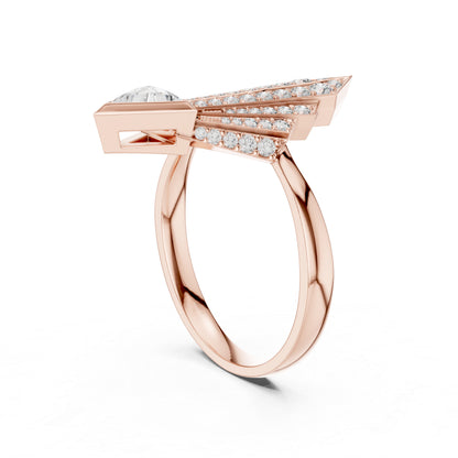 18K Yellow Gold Triangle & Round Lab-Grown Diamond Ring for Women | Office Wear | Pure Carat