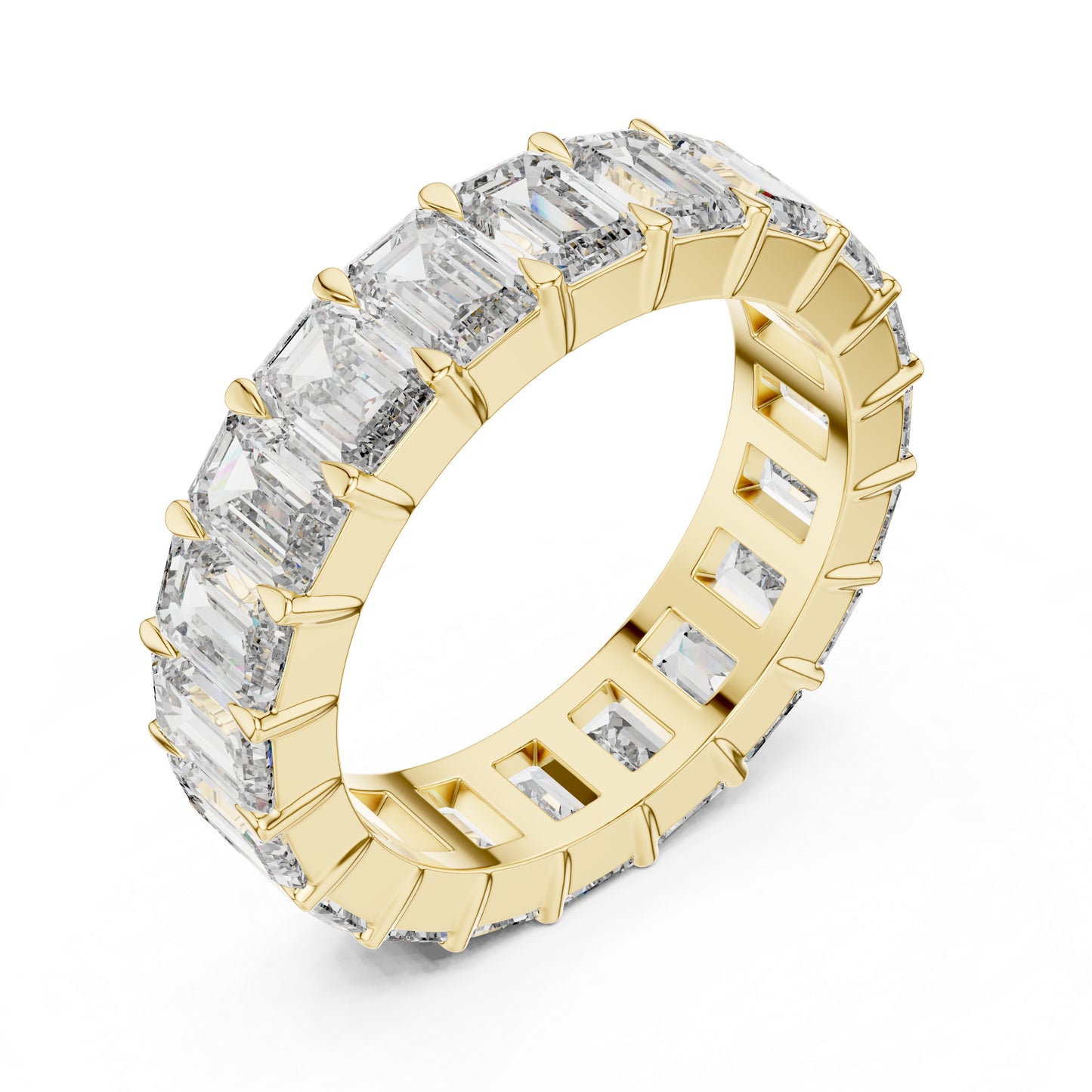 Emerald Lab-Grown Diamond Stud Ring in Yellow Gold – Pure Carat