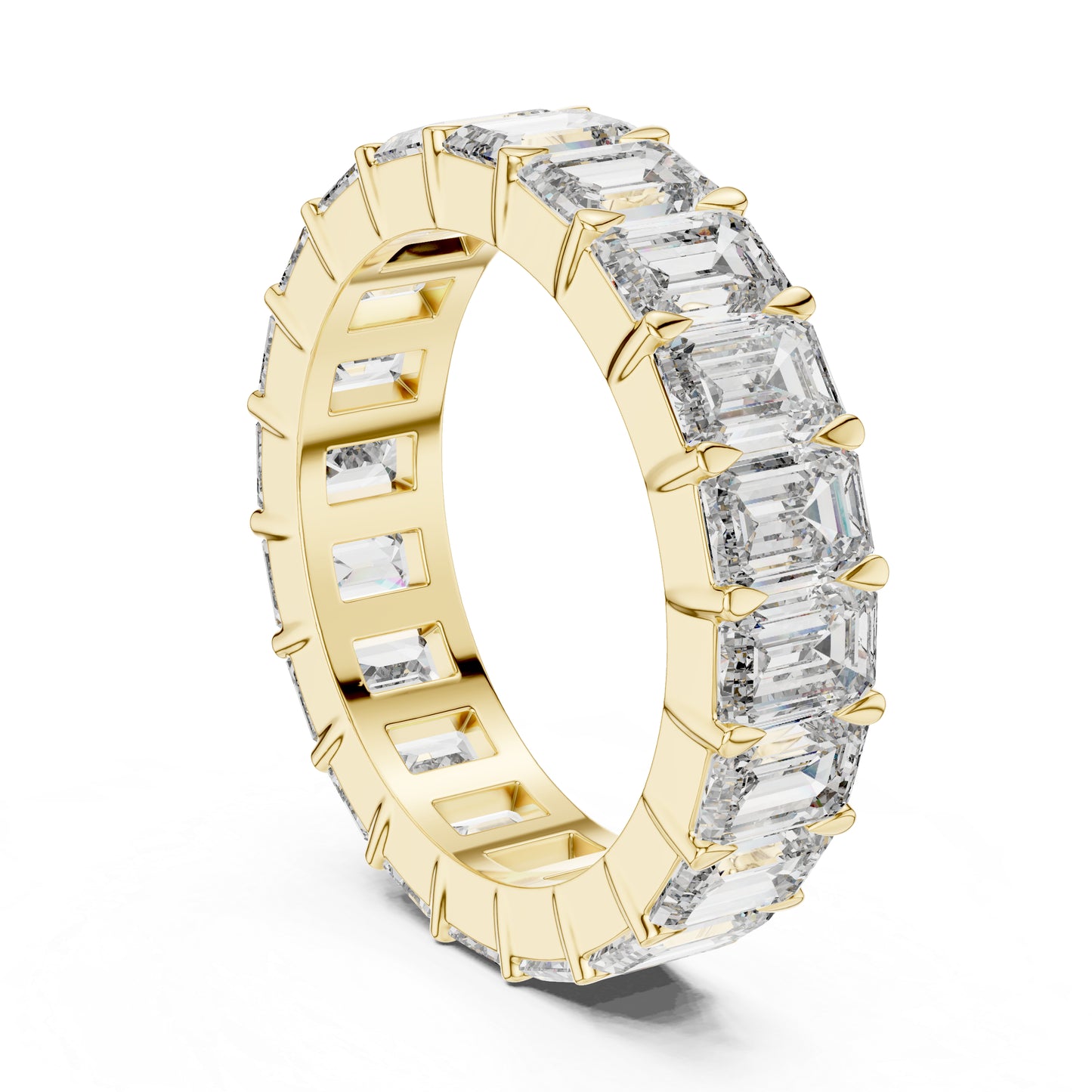 Emerald Lab-Grown Diamond Stud Ring in Yellow Gold – Pure Carat