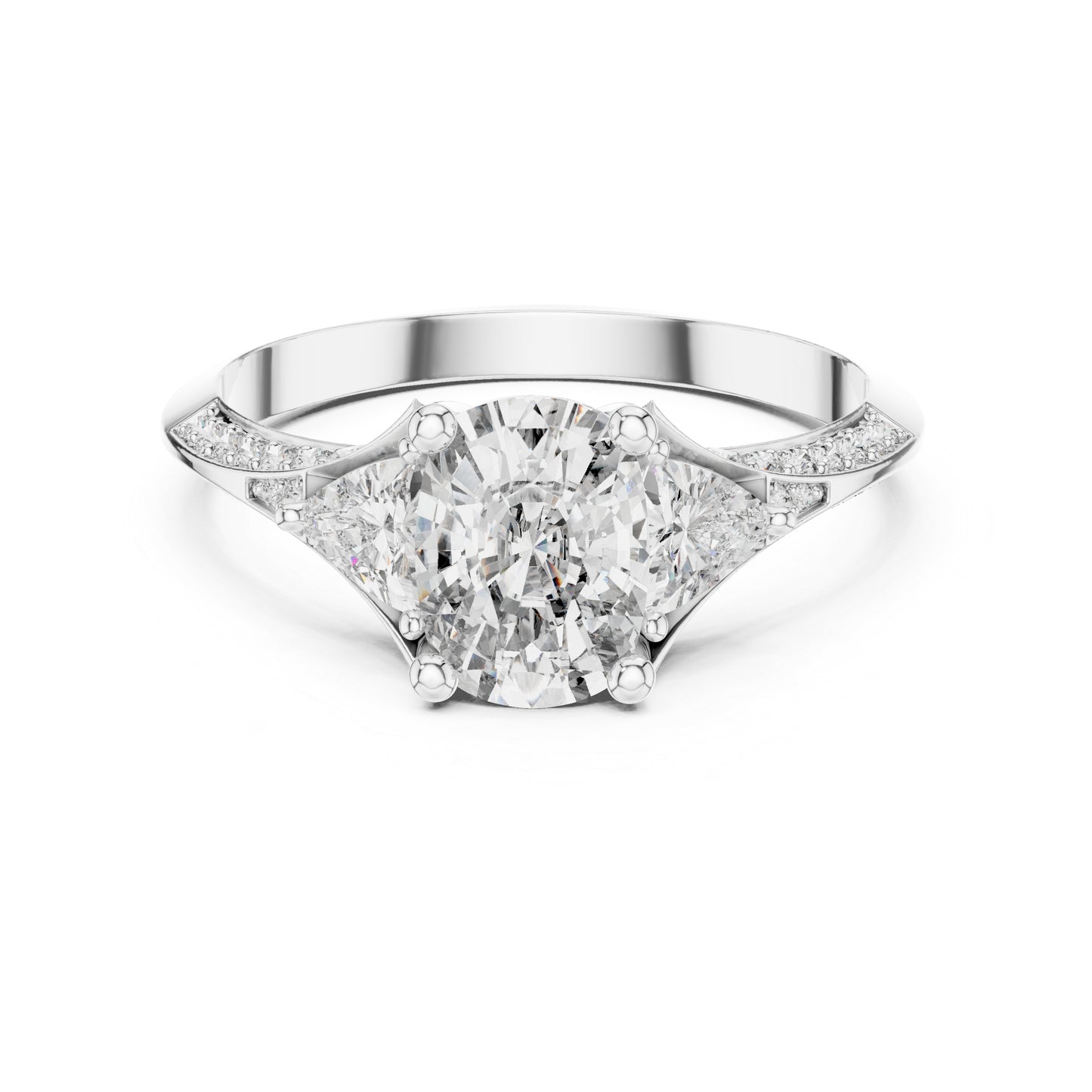 18K White Gold Cushion Trillion & Round Lab-Grown Diamond Solitaire Ring for Women | Anniversary Gift | Pure Carat
