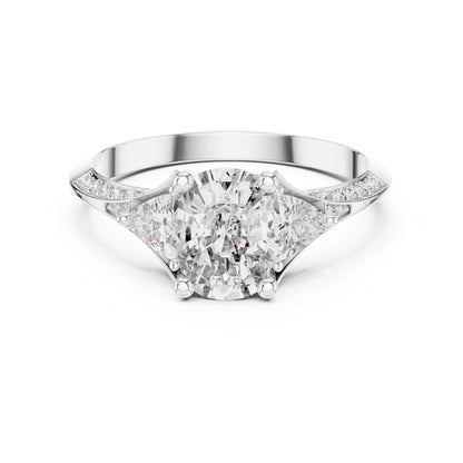 18K White Gold Cushion Trillion & Round Lab-Grown Diamond Solitaire Ring for Women | Anniversary Gift | Pure Carat