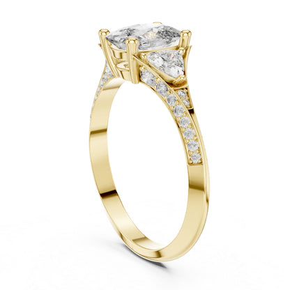 18K White Gold Cushion Trillion & Round Lab-Grown Diamond Solitaire Ring for Women | Anniversary Gift | Pure Carat