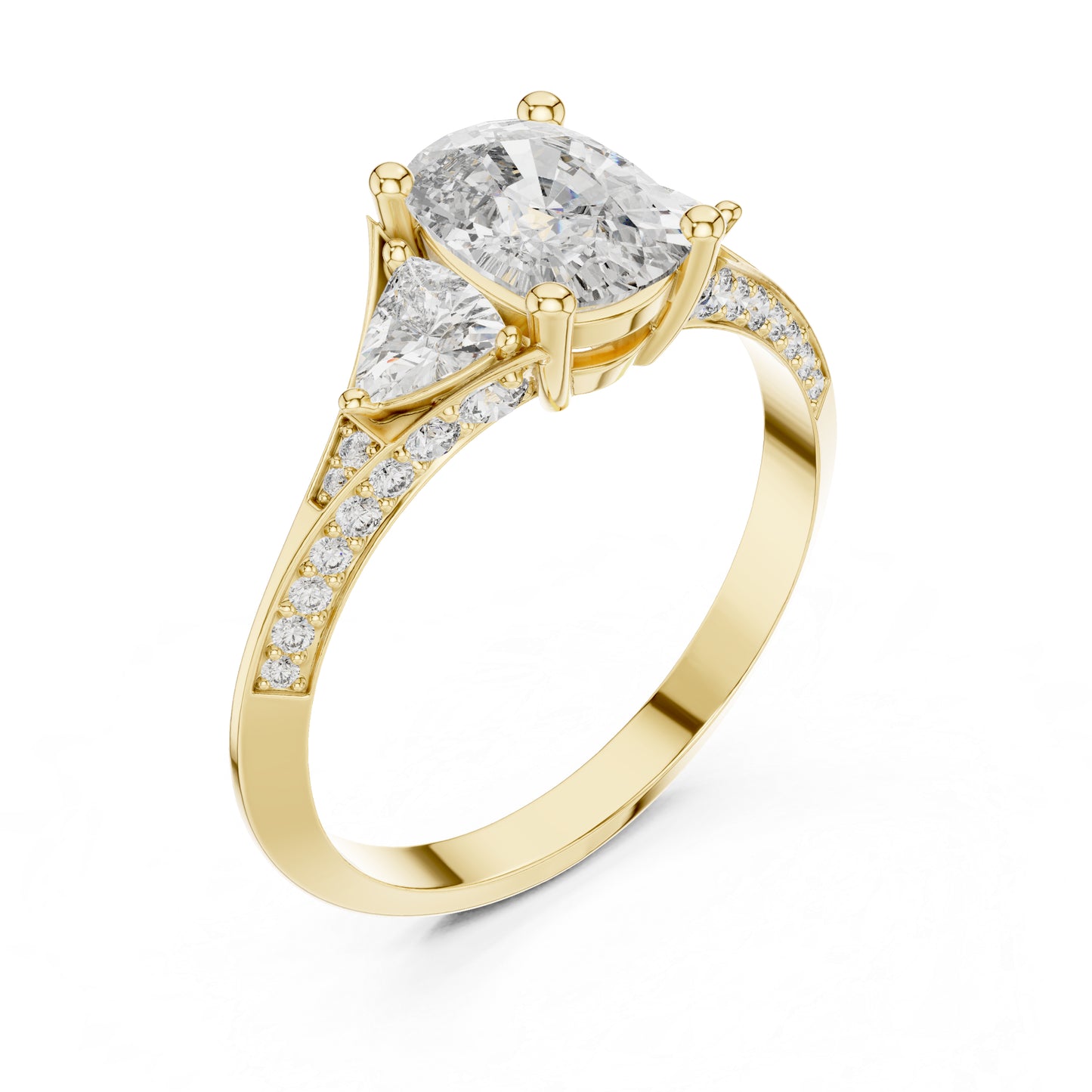 18K White Gold Cushion Trillion & Round Lab-Grown Diamond Solitaire Ring for Women | Anniversary Gift | Pure Carat