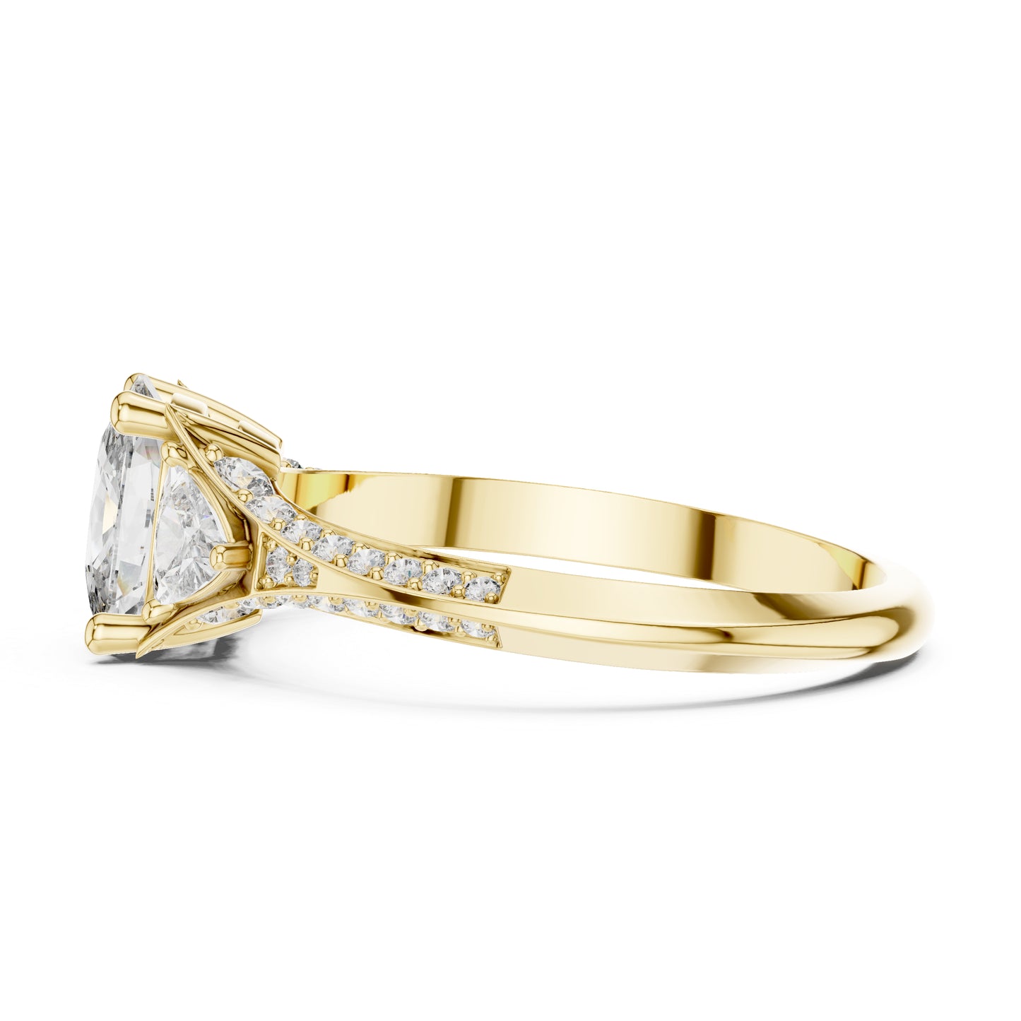18K White Gold Cushion Trillion & Round Lab-Grown Diamond Solitaire Ring for Women | Anniversary Gift | Pure Carat