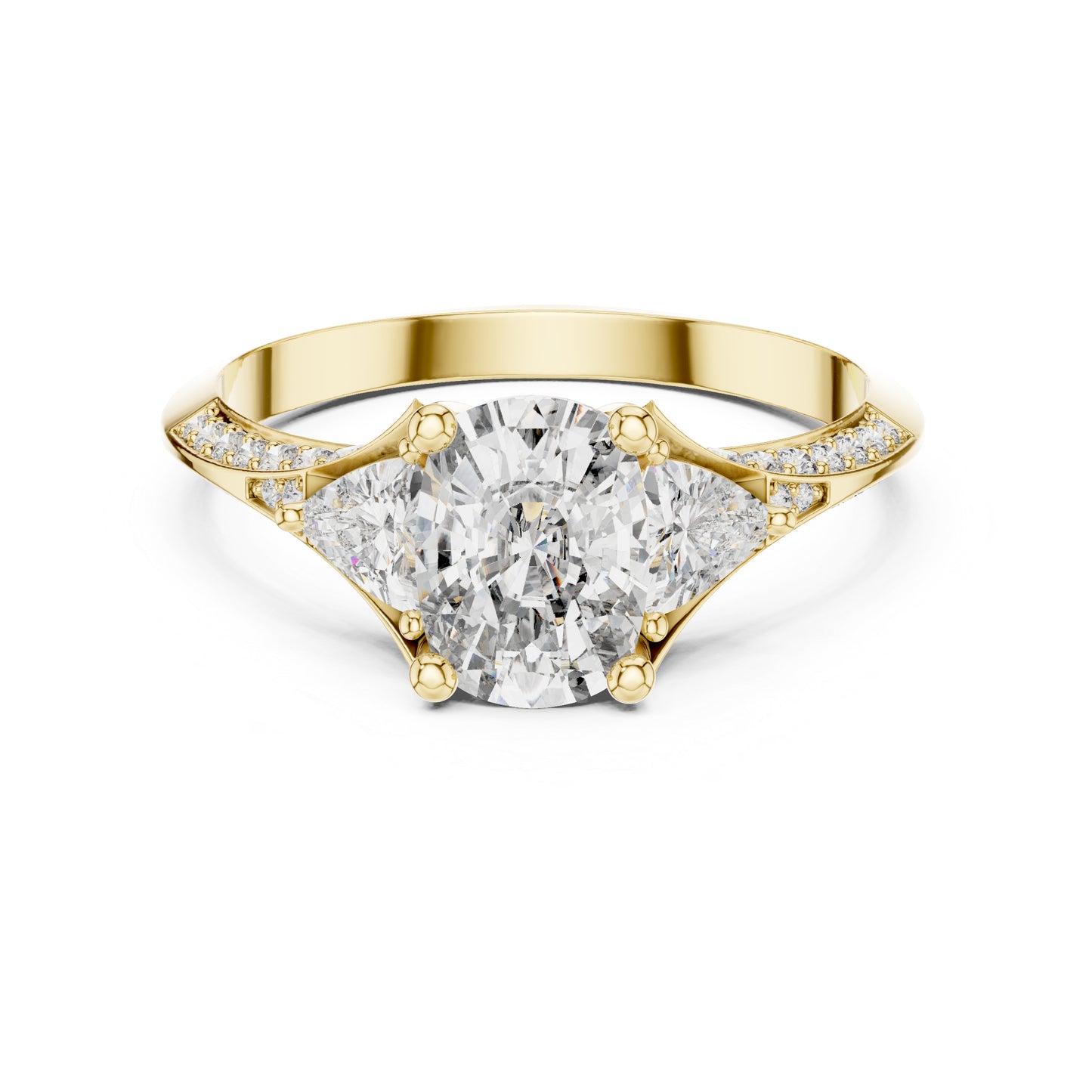 18K White Gold Cushion Trillion & Round Lab-Grown Diamond Solitaire Ring for Women | Anniversary Gift | Pure Carat