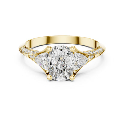 18K White Gold Cushion Trillion & Round Lab-Grown Diamond Solitaire Ring for Women | Anniversary Gift | Pure Carat