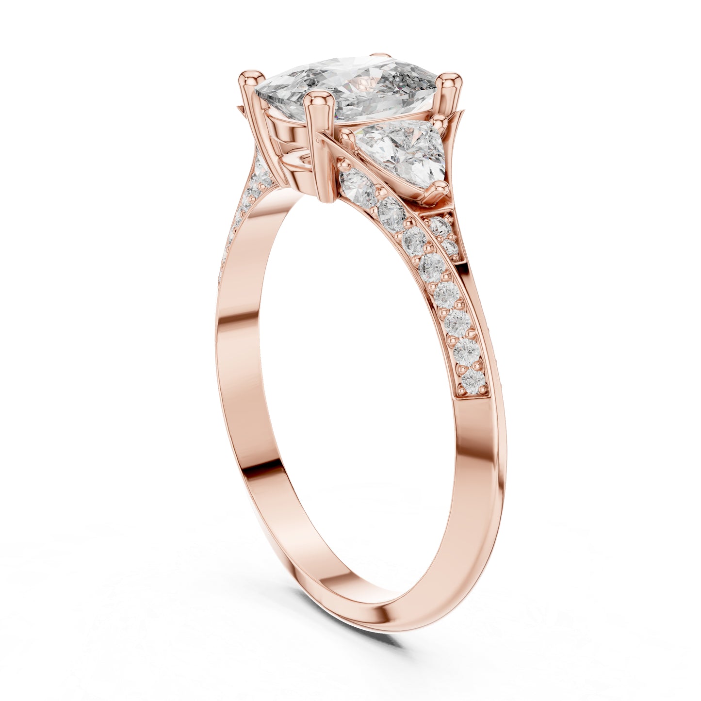 18K White Gold Cushion Trillion & Round Lab-Grown Diamond Solitaire Ring for Women | Anniversary Gift | Pure Carat