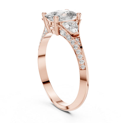18K White Gold Cushion Trillion & Round Lab-Grown Diamond Solitaire Ring for Women | Anniversary Gift | Pure Carat