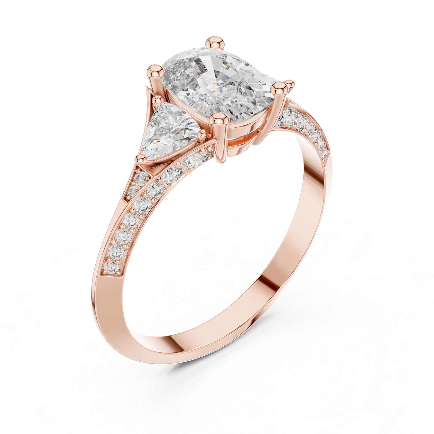18K White Gold Cushion Trillion & Round Lab-Grown Diamond Solitaire Ring for Women | Anniversary Gift | Pure Carat