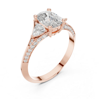 18K White Gold Cushion Trillion & Round Lab-Grown Diamond Solitaire Ring for Women | Anniversary Gift | Pure Carat