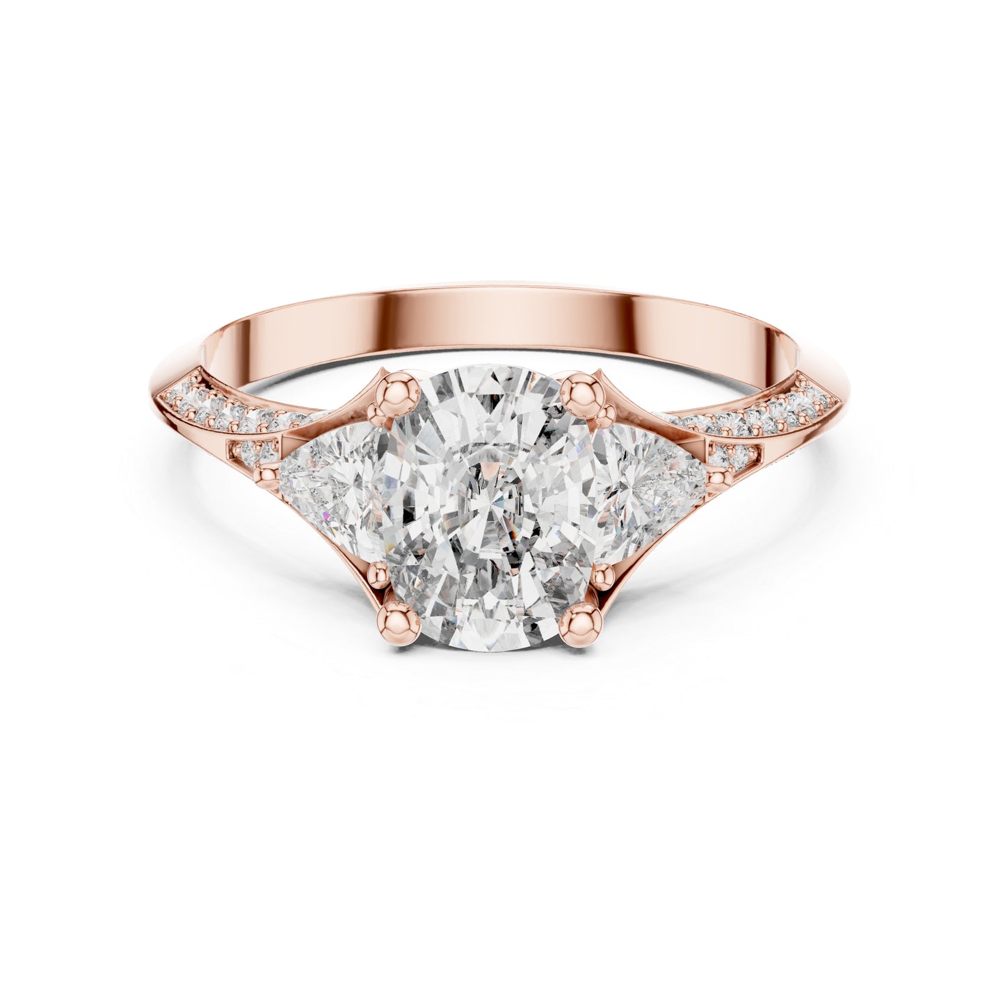 18K White Gold Cushion Trillion & Round Lab-Grown Diamond Solitaire Ring for Women | Anniversary Gift | Pure Carat