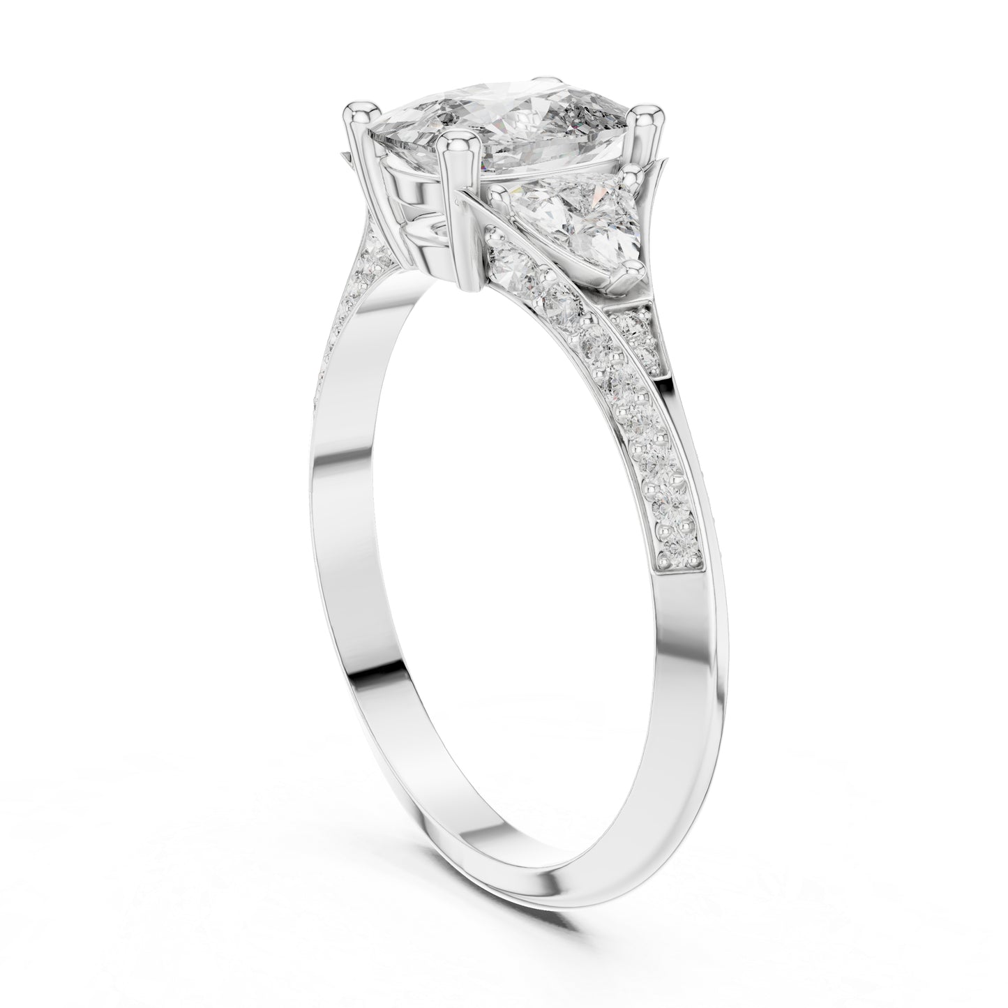 18K White Gold Cushion Trillion & Round Lab-Grown Diamond Solitaire Ring for Women | Anniversary Gift | Pure Carat