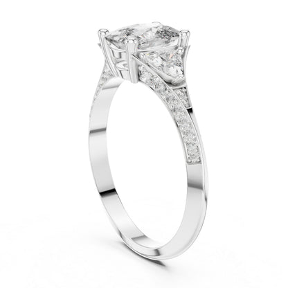 18K White Gold Cushion Trillion & Round Lab-Grown Diamond Solitaire Ring for Women | Anniversary Gift | Pure Carat