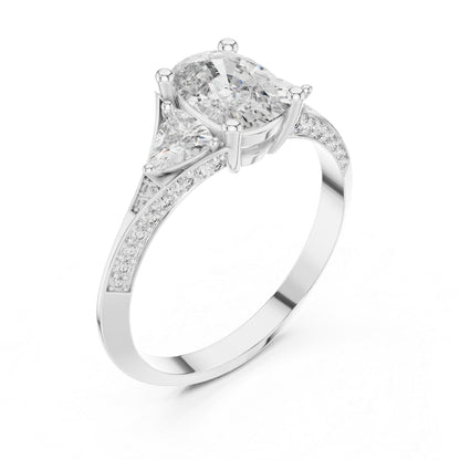 18K White Gold Cushion Trillion & Round Lab-Grown Diamond Solitaire Ring for Women | Anniversary Gift | Pure Carat