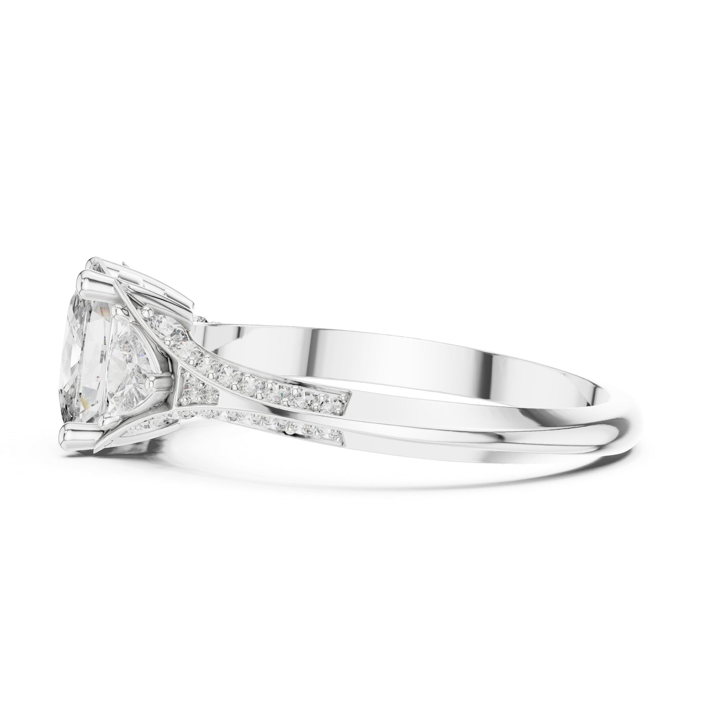 18K White Gold Cushion Trillion & Round Lab-Grown Diamond Solitaire Ring for Women | Anniversary Gift | Pure Carat