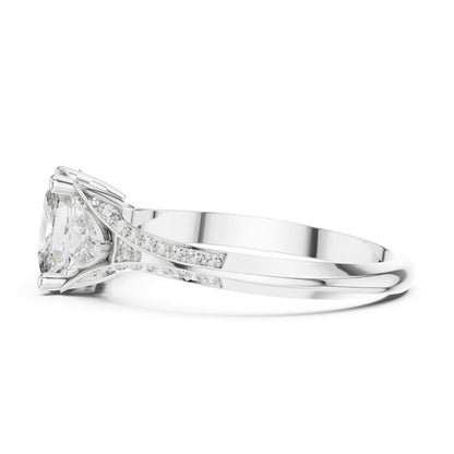 18K White Gold Cushion Trillion & Round Lab-Grown Diamond Solitaire Ring for Women | Anniversary Gift | Pure Carat