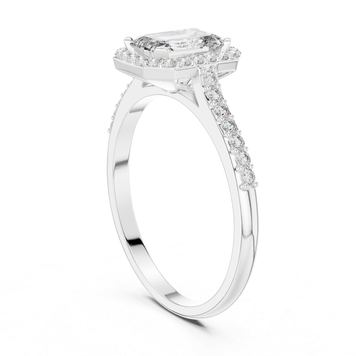 14K Rose Gold Emerald & Round Lab-Grown Diamond Stud Ring for Women | Everyday Wear | Pure Carat