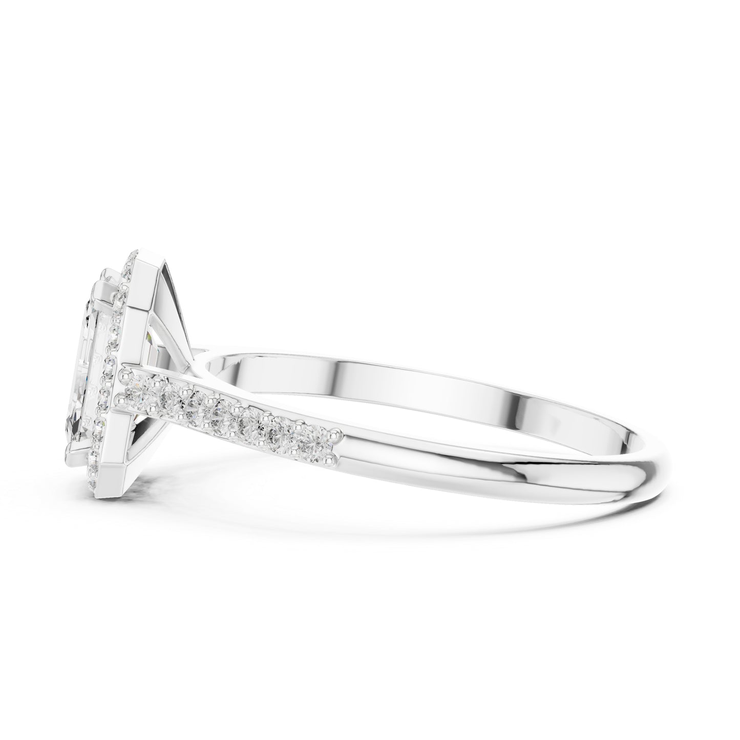 14K Rose Gold Emerald & Round Lab-Grown Diamond Stud Ring for Women | Everyday Wear | Pure Carat