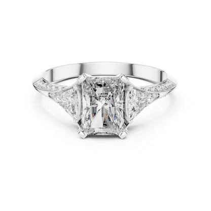 18K Rose Gold Radiant Trillion & Round Lab-Grown Diamond Stud Ring for Women | Office Wear | Pure Carat