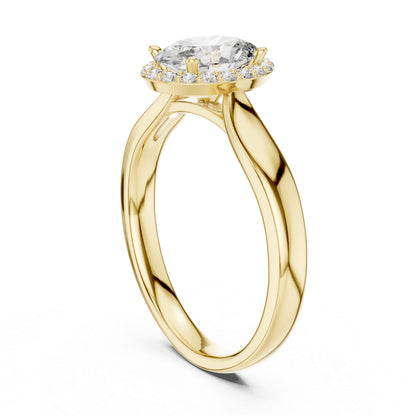 14K Yellow Gold Oval & Round Lab-Grown Diamond Engagement Ring for Women | Pure Carat
