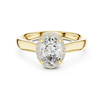 14K Yellow Gold Oval & Round Lab-Grown Diamond Engagement Ring for Women | Pure Carat