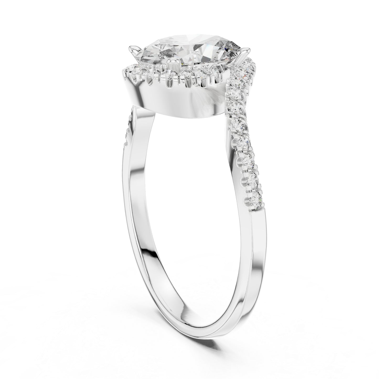 18K White Gold Round & Oval Lab-Grown Diamond Ring for Women | Wedding | Pure Carat