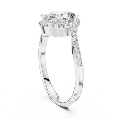 18K White Gold Round & Oval Lab-Grown Diamond Ring for Women | Wedding | Pure Carat