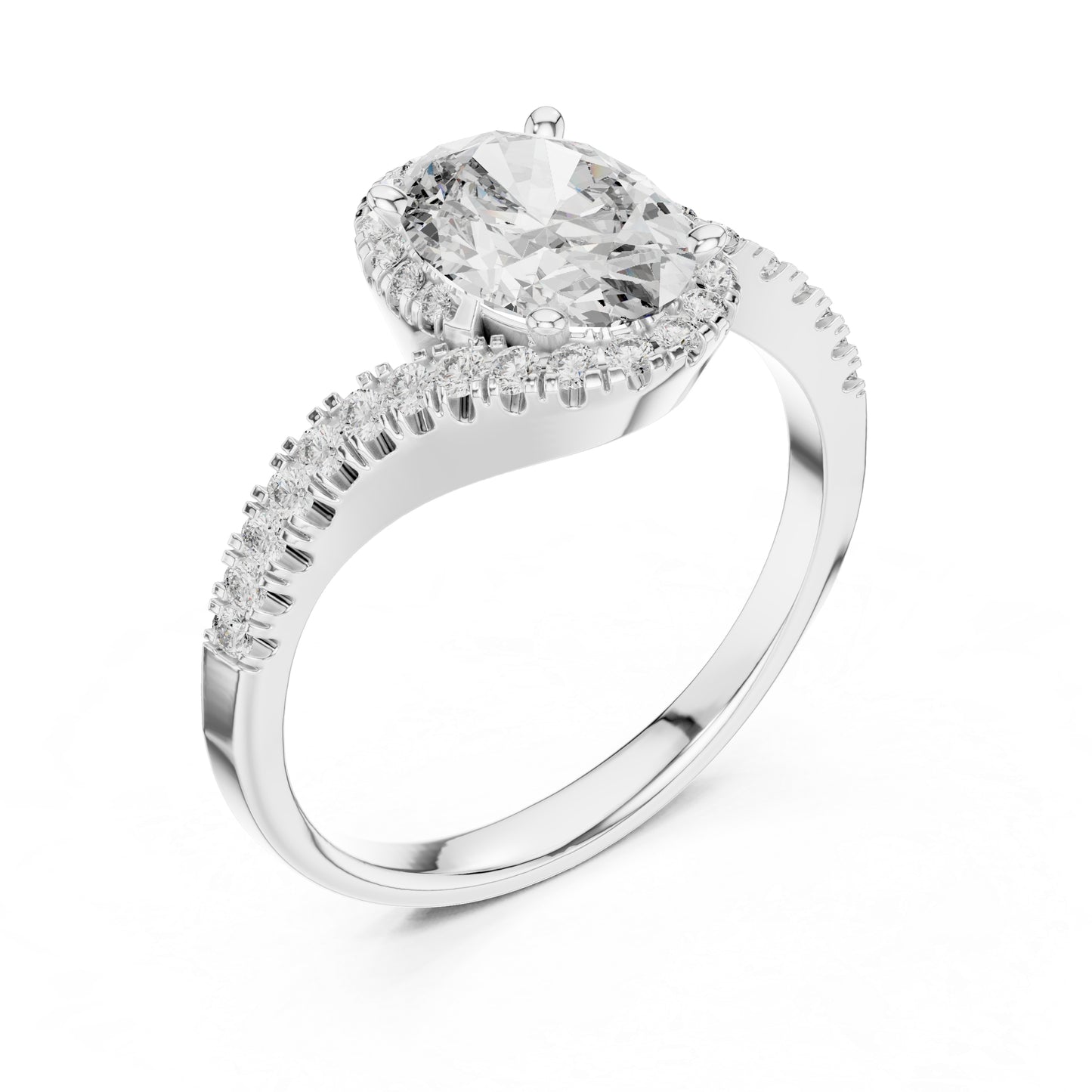 18K White Gold Round & Oval Lab-Grown Diamond Ring for Women | Wedding | Pure Carat