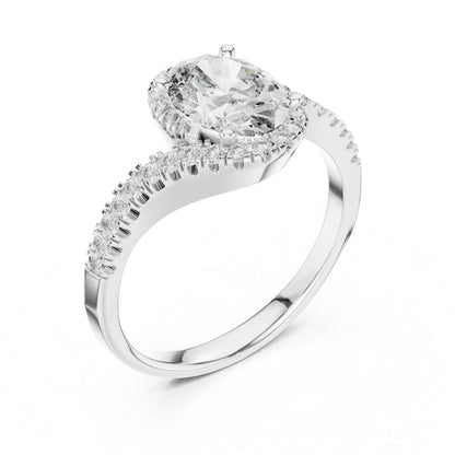 18K White Gold Round & Oval Lab-Grown Diamond Ring for Women | Wedding | Pure Carat