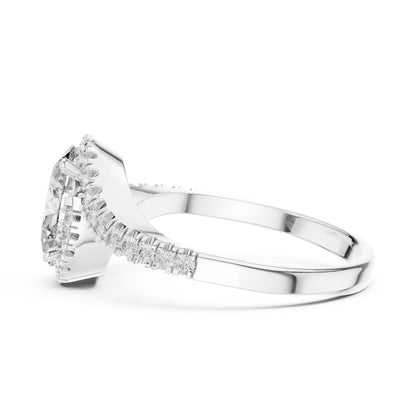 18K White Gold Round & Oval Lab-Grown Diamond Ring for Women | Wedding | Pure Carat