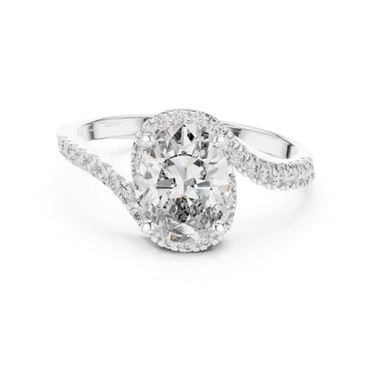 18K White Gold Round & Oval Lab-Grown Diamond Ring for Women | Wedding | Pure Carat
