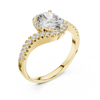 18K White Gold Round & Oval Lab-Grown Diamond Ring for Women | Wedding | Pure Carat