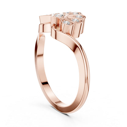 14K Rose Gold Round Lab-Grown Diamond Drop Ring for Women | Everyday Wear | Pure Carat
