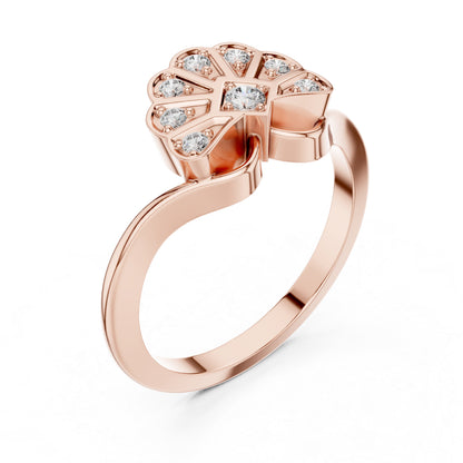 14K Rose Gold Round Lab-Grown Diamond Drop Ring for Women | Everyday Wear | Pure Carat