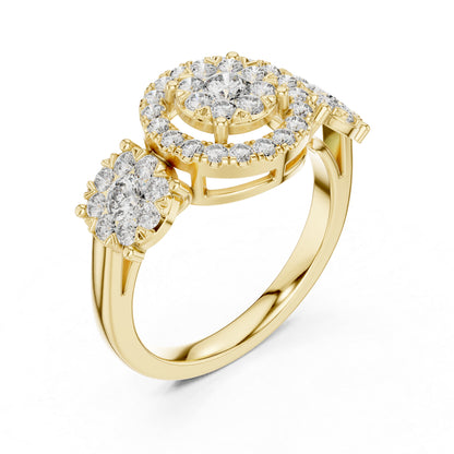 14K Yellow Gold Round Lab-Grown Diamond Ring for Women | Everyday Wear | Pure Carat