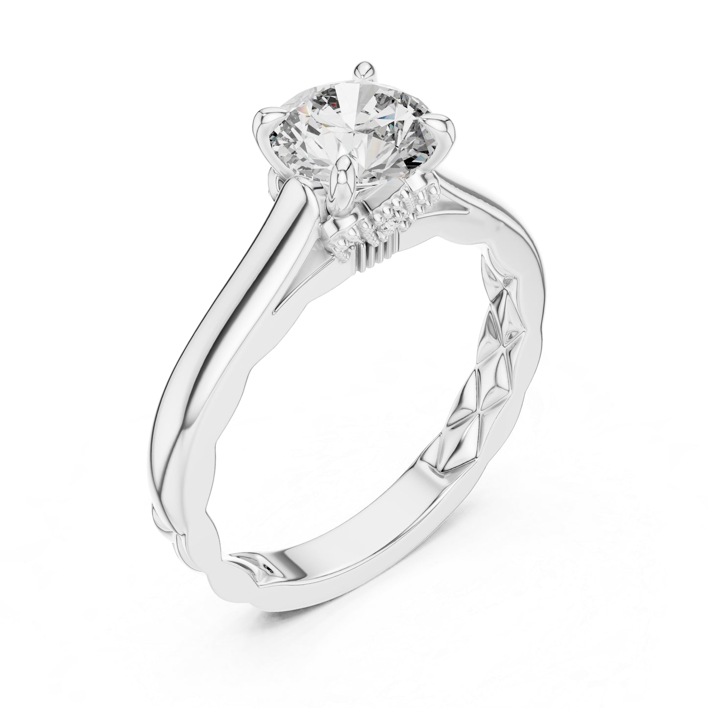14K Yellow Gold Round Lab-Grown Diamond Ring for Women Office Wear Pure Carat