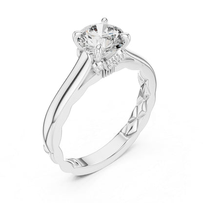 14K Yellow Gold Round Lab-Grown Diamond Ring for Women Office Wear Pure Carat