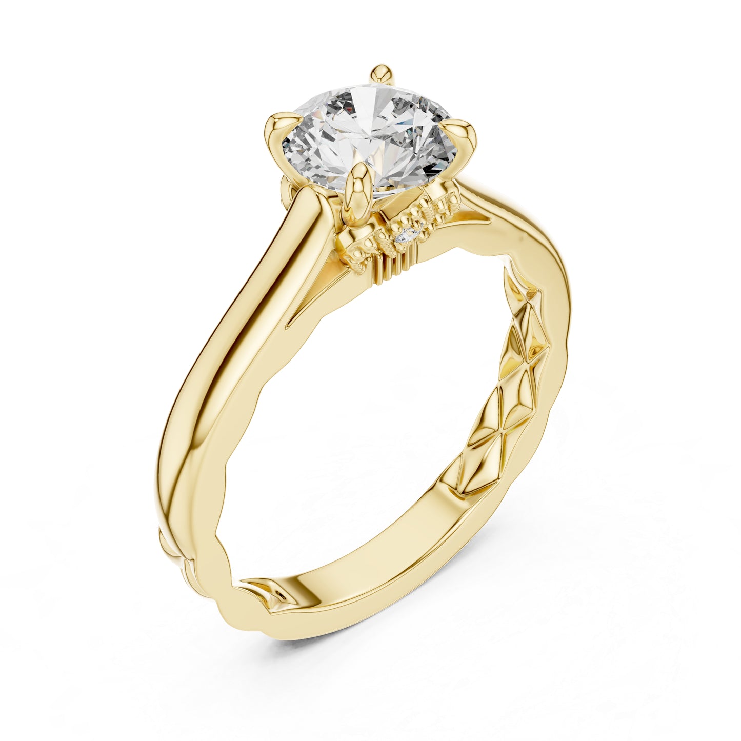 14K Yellow Gold Round Lab-Grown Diamond Ring for Women Office Wear Pure Carat