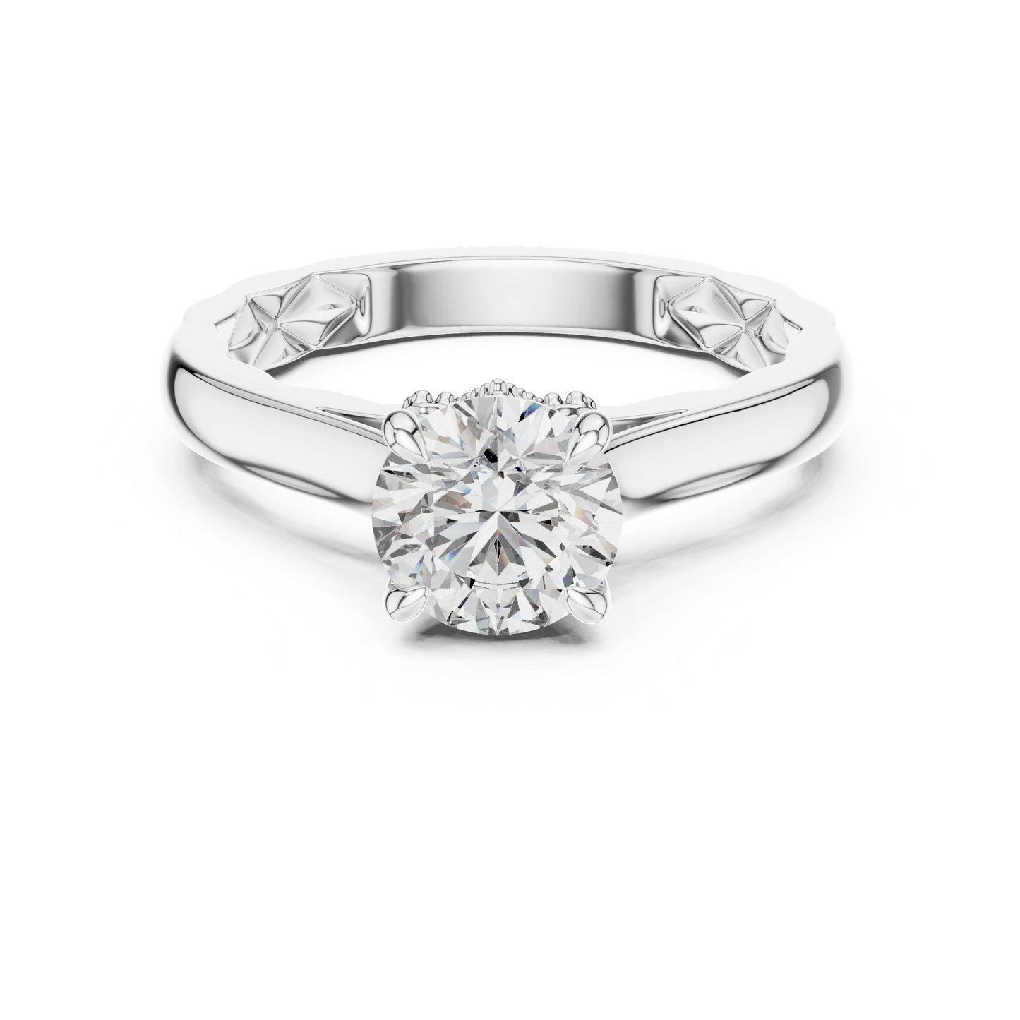 14K Yellow Gold Round Lab-Grown Diamond Ring for Women Office Wear Pure Carat