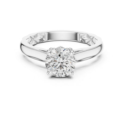 14K Yellow Gold Round Lab-Grown Diamond Ring for Women Office Wear Pure Carat