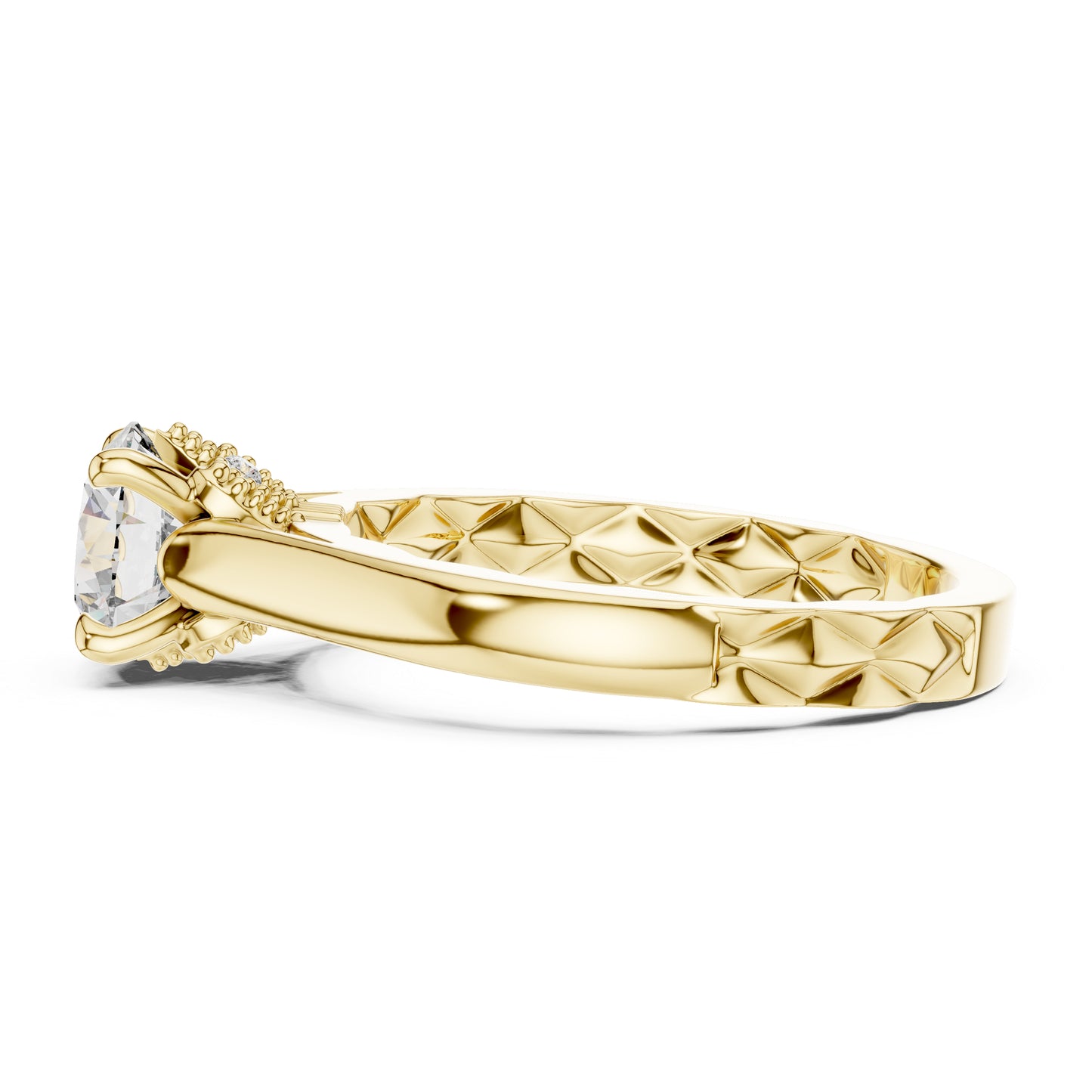 14K Yellow Gold Round Lab-Grown Diamond Ring for Women Office Wear Pure Carat