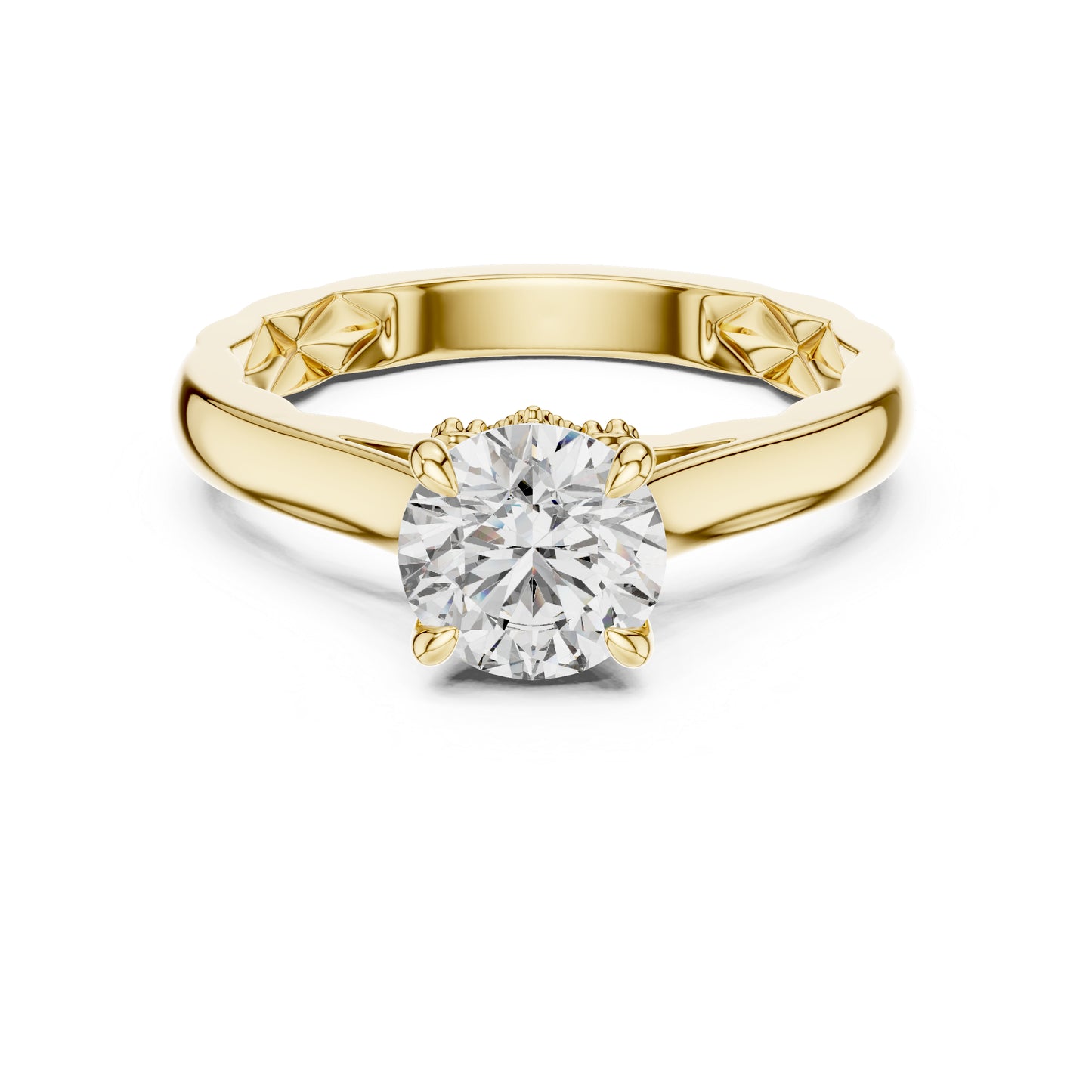 14K Yellow Gold Round Lab-Grown Diamond Ring for Women Office Wear Pure Carat